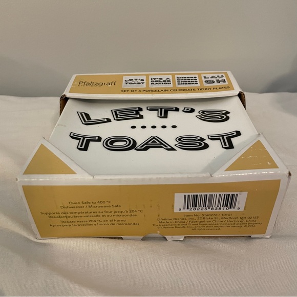 NIB Pfaltzgraff Set of 4 Porcelain Celebrate Tidbit Plates Square 5.5” x 5.5” - Picture 3 of 9